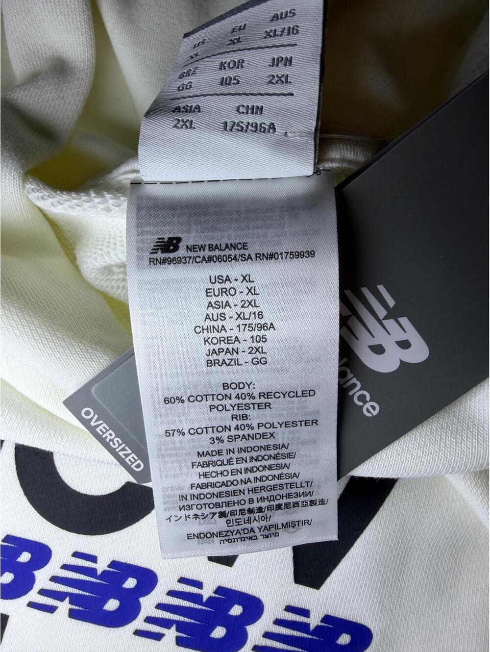 New Balance White Recycled Polyester Hoodie Streetwear XL - Picture 5 of 7
